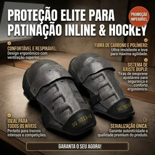 Joelheira Caneleira Hoquei Inline SG 9213 Tamanho G Seminova