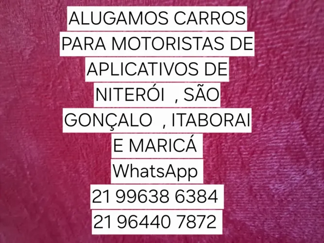 Alugamos veículos para motoristas de aplicativos.