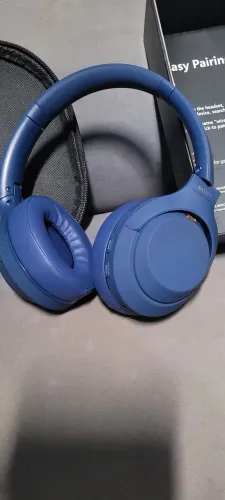 Fone Bluetooth Estilo Sony WH-1000XM4 Azul Premium Sem Fio Estojo Protetor Som Estéreo