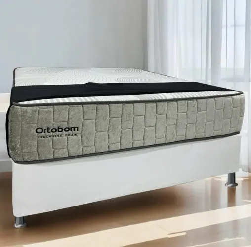 Colchão Casal Exclusive Foam 30 cm Espuma D33 - ORTOBOM + Base Box Casal Simples.