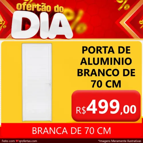 PORTA DE ALUMINIO BRANCO DE 70 CM COMPLETA - PORTA BRANCA DE ALUMINIO 210 X 70 CM COMPLETA
