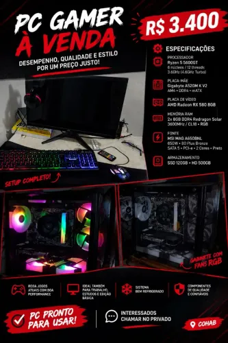 PC Gamer Completo à Venda ? R$ 3.400