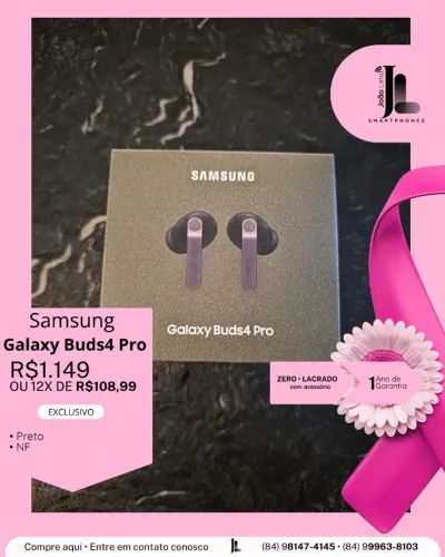 GALAXY BUDS4 PRO, PRETO, LACRADO, EXCLUSIVO!
