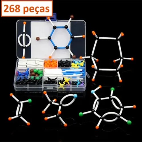 Kit Modelo Molecular Ensino Química Orgânica Molécula Átomos 268 peças