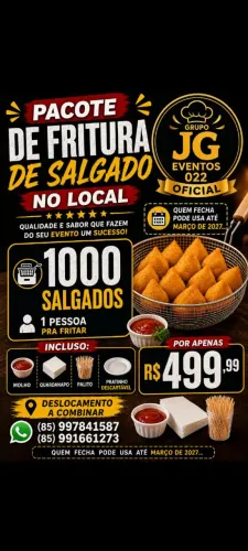 Pacotes de frituras de salgados no local