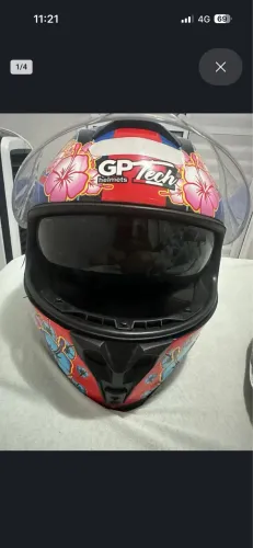 Capacete Gp Tech Ultra Sv Hibiscus com Viseira Solar 