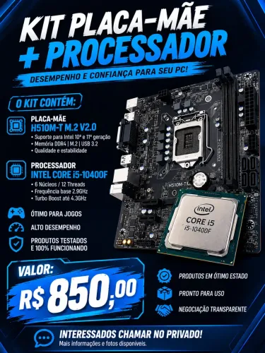 i5 10400F + PLACA MÃE H510M-T