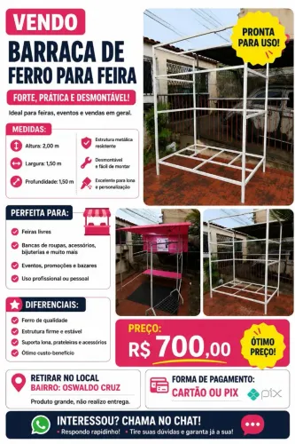 Vendo Barraca de ferro para feira