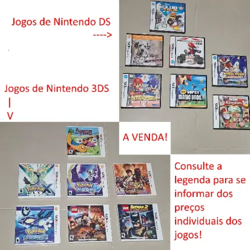 Kit Jogos de Nintendo DS e Nintendo 3DS (Negociável)