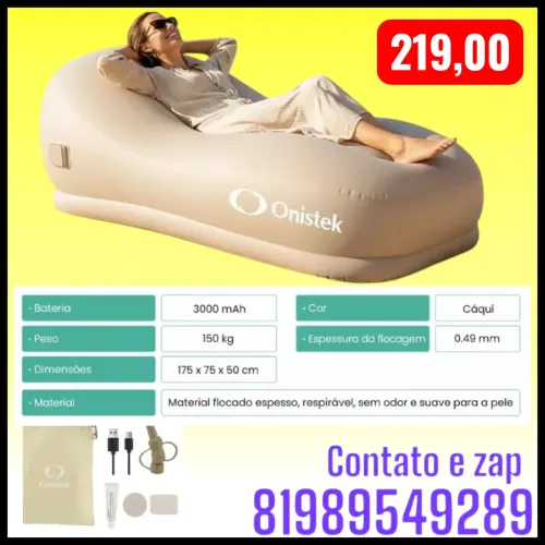 Inflavel Sofa Casa Praia Campo Automática Espreguiçadeira