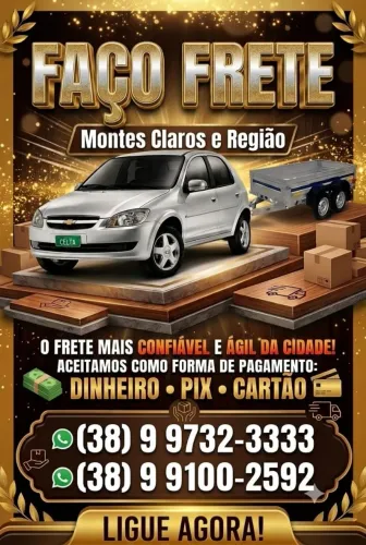 Faço Frete Montes Claros E Região Aceitamos todas as formas de pagamento