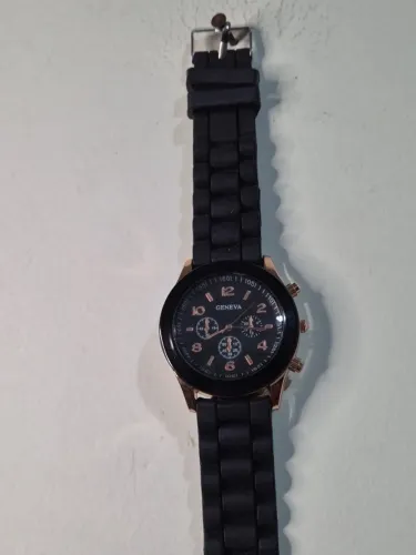 Relógio Masculino Marca Geneva Pulseira de Silicone Preto - Bateria Nova