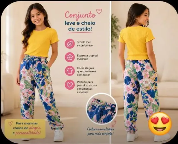 Conjunto blusa e calça menina 12 anos
