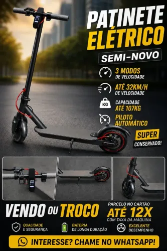 patinete elétrico semi-novo vendo ou troco 