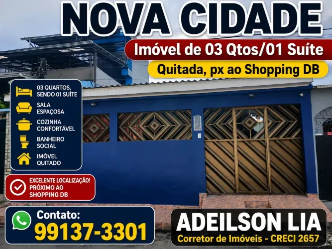 N CIDADE, ÓTIMO IMÓVEL DE 03 QTOS/SUÍTE, BEM PX AO SHOPPING DB