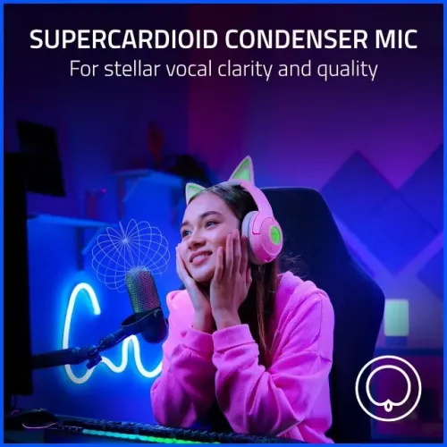 Microfone Razer Seiren V3 Chroma com conexão Usb-c na cor preta Lacrado