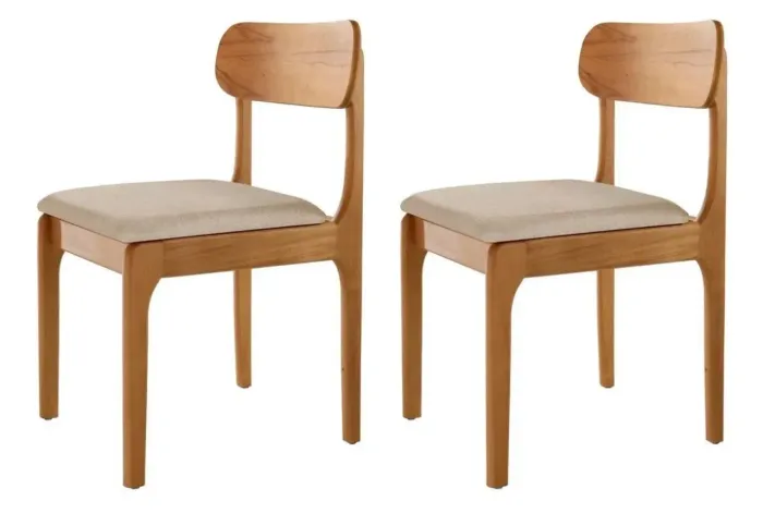 Conjunto 2 Cadeiras Em Madeira Maciça Bellini