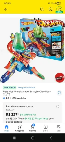 Hot wheels estacao científica (carrinho muda de cor)