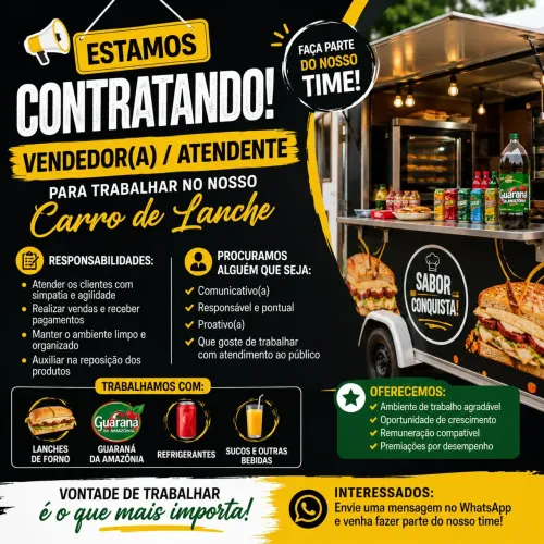 VAGA DE EMPREGO - VENDEDOR(A)/ATENDENTE