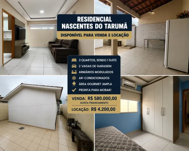 Casa Residencial Nascentes do Tarumã 3 Quartos Suíte 2 Vagas Modulados