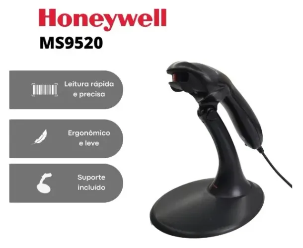 Leitor de Código de Barras Honeywell Voyager MS9520 + Suporte + Cabo USB | Testado