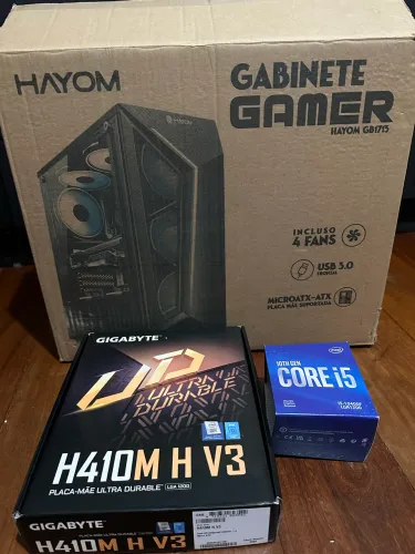 Kit Placa-Mãe Gigabyte H410M H V3 + Intel Core i5-10400F + Gabinete Hayom GB1715