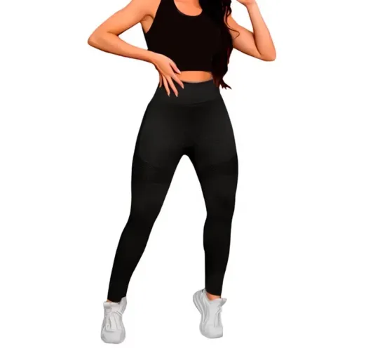 Conjunto fitness sem costura respirável ideal para academia e prática de esportes