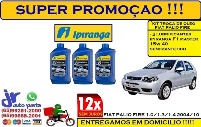 Kit Lubrificante Ipiranga F1 Master 15W 40 Fiat Palio 1.0/1.3/1.4 2005/10