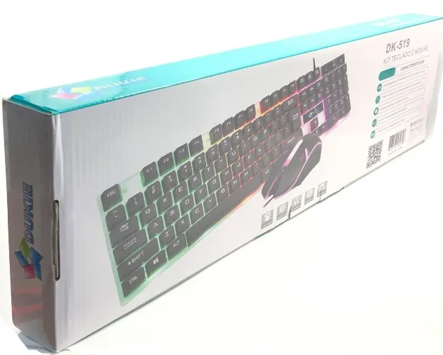 Teclado e Mouse Gamer Led RGB Usb Dukie 2400 Dpi Novo na Caixa