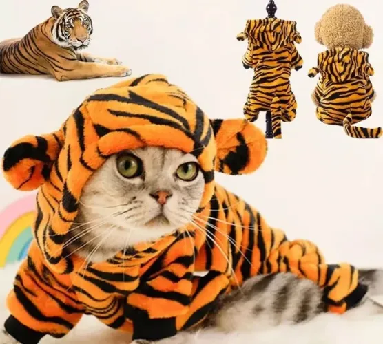 Macacão tigre leopardo cachorro gato 