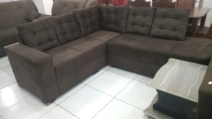 Sofá de Canto em Suede-NOVO