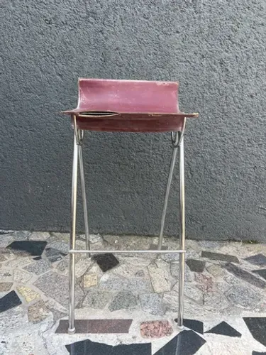 3 banquetas importadas em alumínio e couro