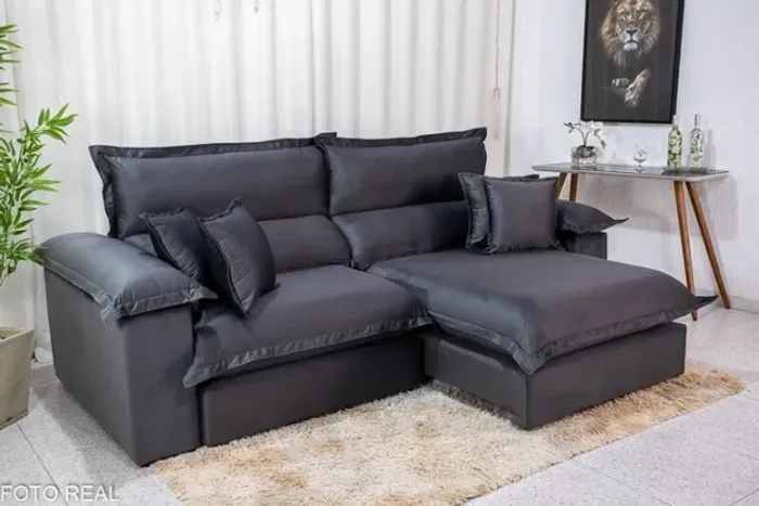 Sofá Retrátil Reclinável Mega Itália 2.50m Cinza Até 12x - Frete Grátis 