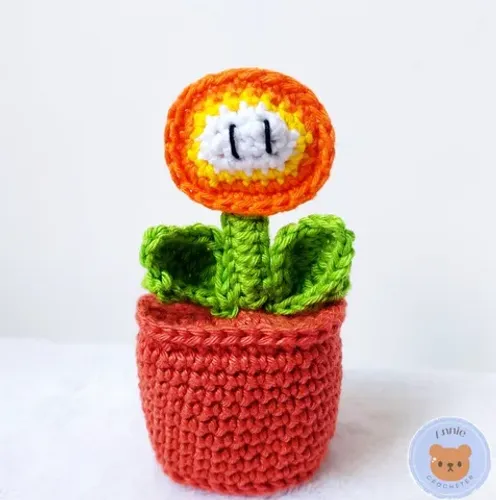 Flor de Fogo Super Mário em Amigurumi