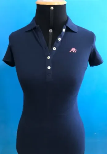 Blusa Polo Aeropostale Feminina Tamanho PP Cor Azul Escuro Malha Algodão Camisa Gola V