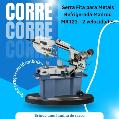 Manrod MR123: Serra Fita Refrigerada para Metais em 380V - Velocidades Ajustáveis