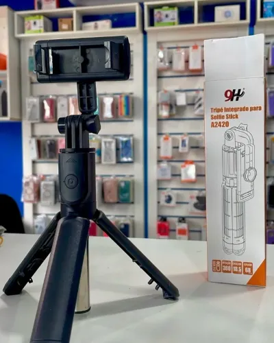 Bastão de Selfie com Tripé retrátil e acionador bluetooth