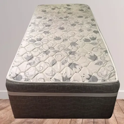 Cama Solteiro Box Conjugada Colchão Espuma Densidade D28 Branco e Cinza com Pezinhos