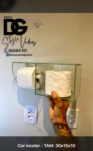 Porta Papel Higiênico de Vidro Incolor