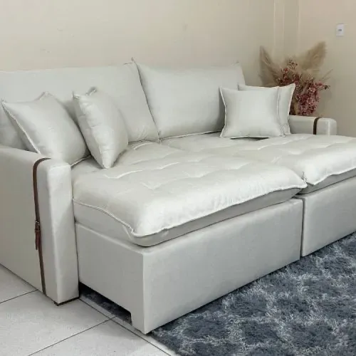 Sofá Cama/Retrátil Soft Molas Ensacadas 2,20m Linho l65