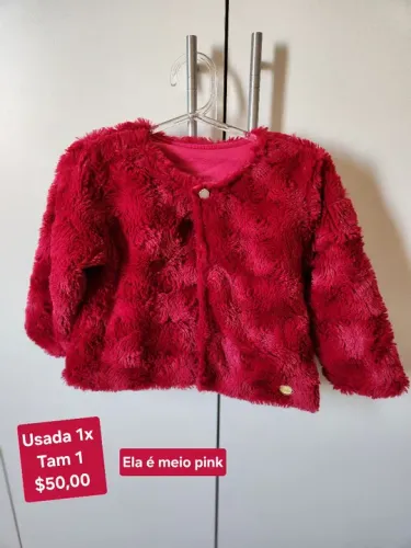 Casaco de Pelúcia Rosa Bebê - Tam 1