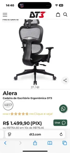 Cadeira escritório ergonômica Dt3