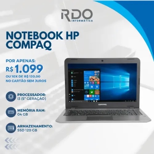 Notebook HP Compaq i3 5ª Geração 4GB SSD 120GB - Notebook muito barato!! 
