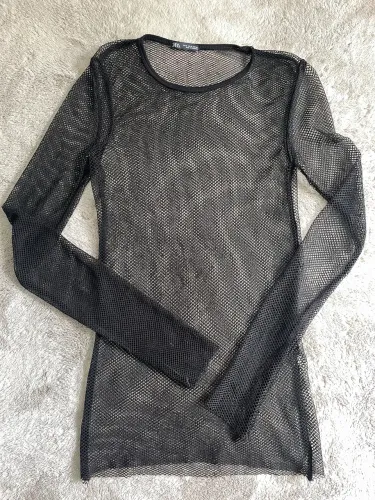 blusa manga longa arrastão zara