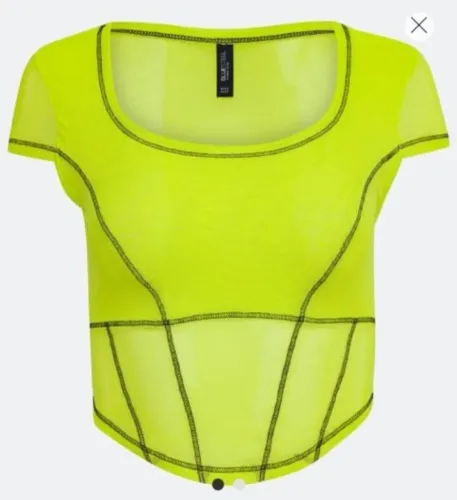 Blusa tela verde neon (carnaval/rave/festival/festa/street) pesponto - Nova