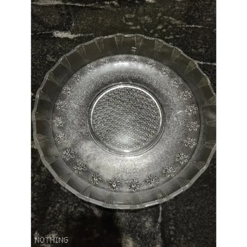 Prato para Bolo Demi Cristal Fosqueado | Floral Com Pingos em Relevo | Vintage | 30cm