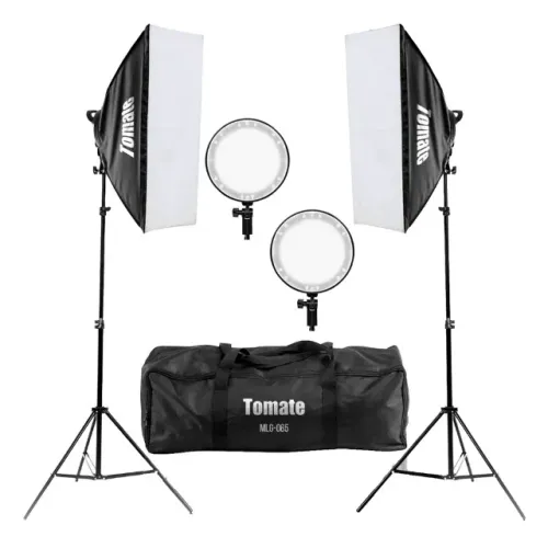 Kit Iluminação de Luz Contínua para Estúdio MLG-065 Led Circular 600W e Softbox (Bivolt)