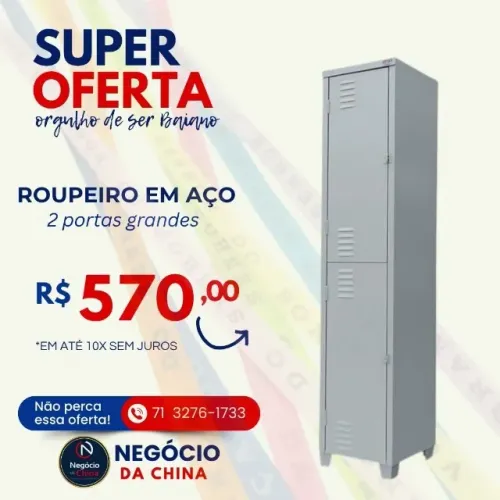Roupeiro Locker em aço com 2 portas grandes