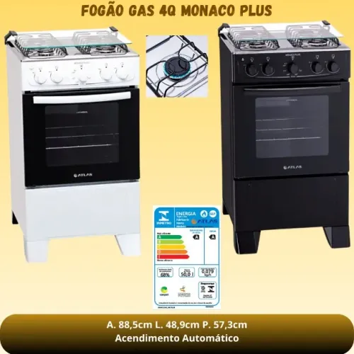 Fogão Mônaco 4 Bocas Automático Novo na Caixa Já com Entrega 