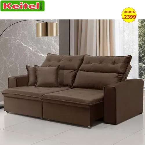 Sofá Retrátil e Reclinável 3 Lugares Charme Tabaco